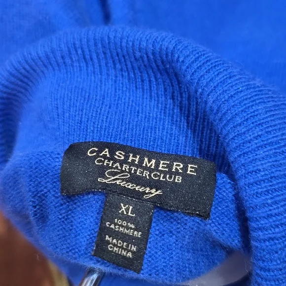 Charter Club Royal Blue 100% Cashmere Turtleneck Sweater, XL - Picture 4 of 7